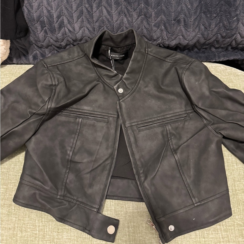 White Fox Leather Jacket / Skirt set